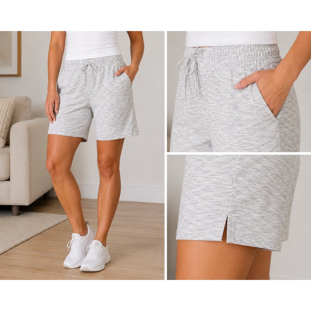 Mondetta Active Bermuda Shorts Women XS Gray Space NWT Dye Athletic Loungewear - Picture 3 of 14
